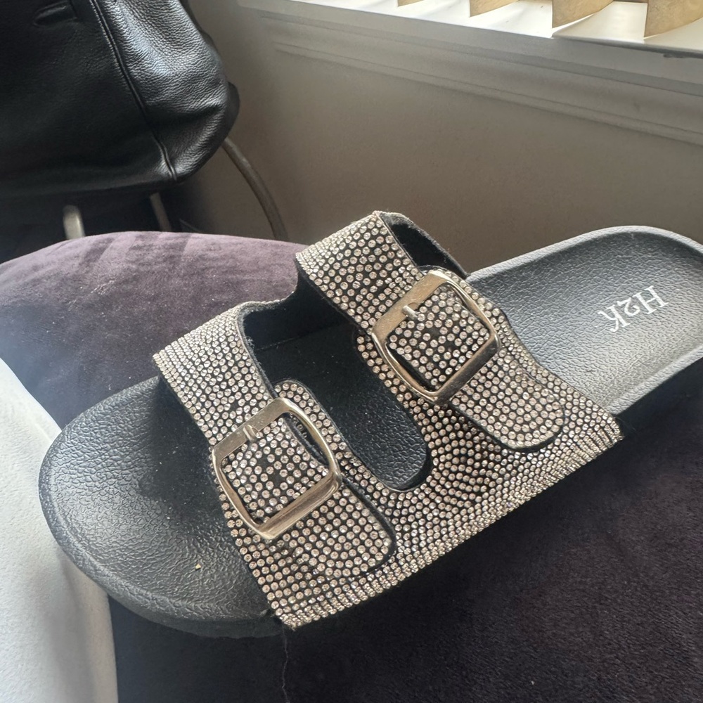 Stylish Black Mules with Silver Accents